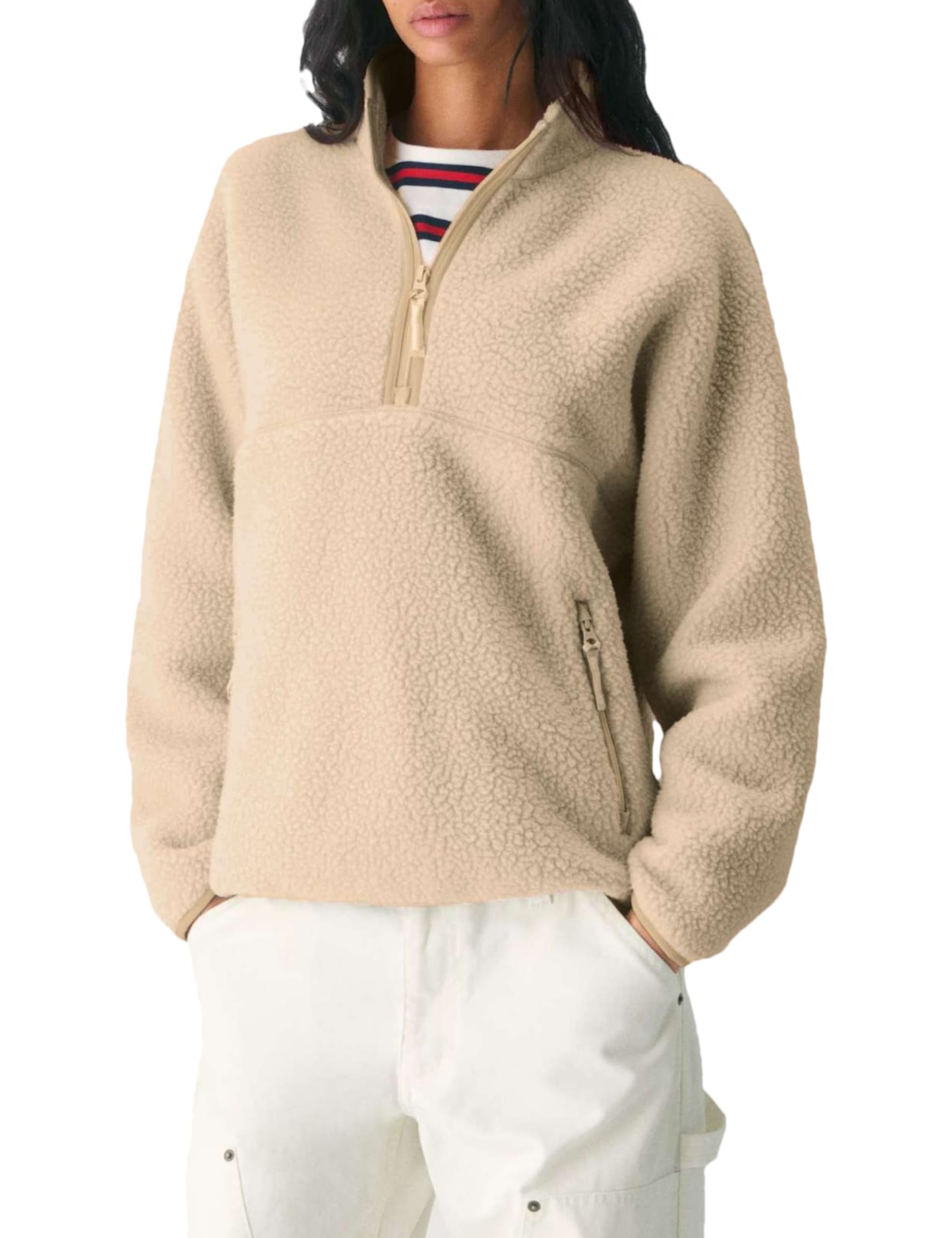 Aimiray Fleece Pullover Women Long Sleeve Half Zip Sherpa Jacket